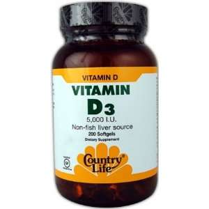  Country Life Vitamin D3 5,000 IU Softgels: Health 