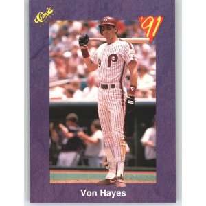  1991 Classic Game (Purple) Trivia Game Card # 25 Von Hayes 