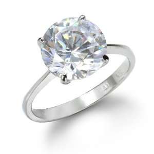  10mm Round White Cz Solitaire Ring: CHELINE: Jewelry