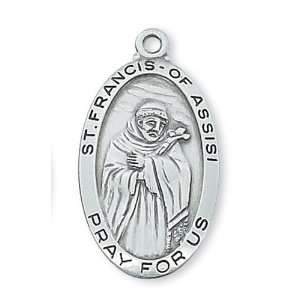  St. Francis Of Assisi Sterling Oval Medal Jewelry