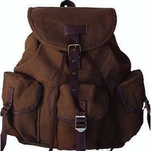  Military Inspired Canvas Backpack Bookbag Day Pack Brown 