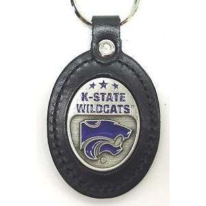  Kansas State Wildcats Large Leather & Pewter Key Fob 