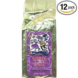 Sleepless In Seattle Coffee Viennese With Cinnamon, 2 Ounce Bags (Pack 