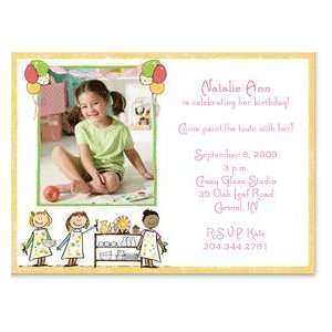  Girls Pottery Party Photo Card Invitation Health 