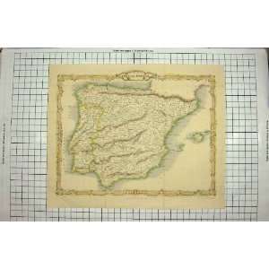   ANTIQUE MAP c1790 c1900 SPAIN PORTUGAL GIBRALTAR: Home & Kitchen