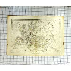   ANTIQUE MAP EUROPE FRANCE ITALY SPAIN GERMANY PELICIER: Home & Kitchen