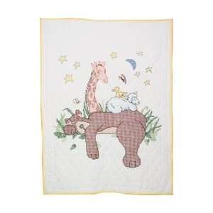 Fairway Needle Craft Stamped Baby Quilt Top 36X50 Sleeping Bear; 2 