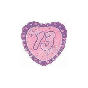  18 Happy 13th Birthday Pink Heart   Mylar Balloon Foil 