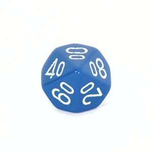  Opaque Tens 10 sided Dice, Blue with white: Toys & Games