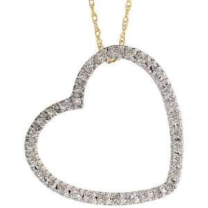 14k Gold 18 Chain & 13/16 (21mm) tall Diamond Heart Pendant, w/ 0.26 