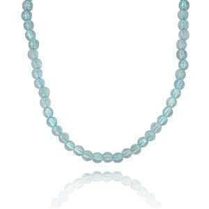  6mm Round Blue Topaz Bead Necklace, 18+2Extender: Jewelry