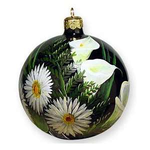  Glass Christmas Ornament, Daisies and Orchids, Exclusive 