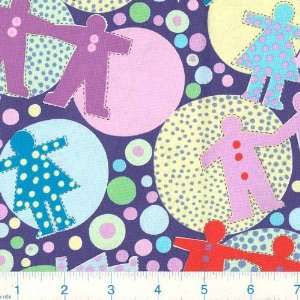  45 Wide Cut Ups Paper Doll Chain Blueberry Fabric By The 