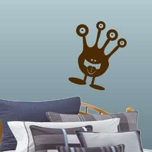  Brown Large Fun Monster with Four Eyes Wall Decal