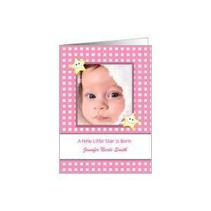  Baby Girl Birth Announcement Photo Card A New Little Star 