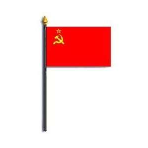  USSR (1955 1991) Flag Rayon On Staff 4 in. x 6 in.: Patio 