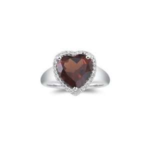  0.15 Cts Diamond & 3.80 Cts Garnet Ring in 14K White Gold 