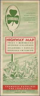1954 SHAMROCK OIL & GAS Road Map SOUTHWEST US Route 66  