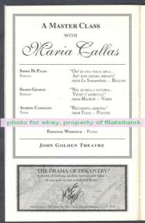 Programme John Golden Theatre Opera Maria Callas 1994  