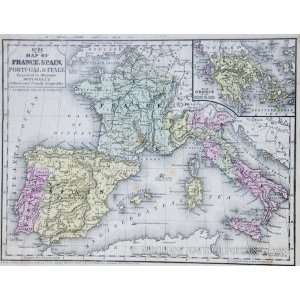  Mitchell Map of France,Spain,Italy (1854): Office Products