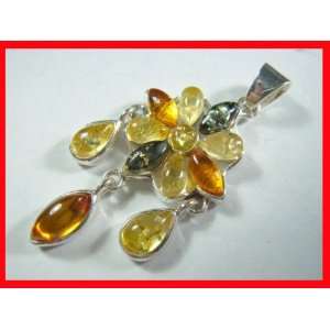    Colored Amber Dangle Pendant Sterling Silver#3325: Everything Else