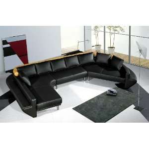    Ultra Modern Black Leather Sectional Sofa Set: Home & Kitchen