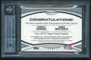 2010 Finest Tony Romo ~ Dez Bryant Rc Auto Dual Jersey Autographs 08 