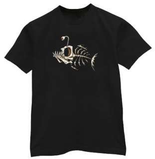 Skeleton Fish Bones Tattoo Design Tee Shirt T shirt  