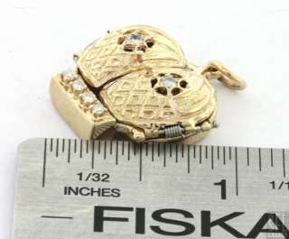 HEAVY VINTAGE 14K YELLOW GOLD 0.25CT DIAMOND HINGED JUDAIC PENDANT 