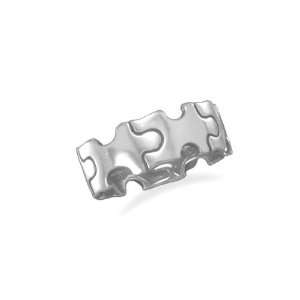    Jigsaw Puzzle Piece Sterling Silver Band Ring Size 8 Jewelry