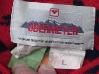 Obermeyer Blue Red Sweater Ski Snowflake Women L Hanna  