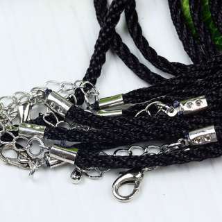 5pcs Black Chain Twist Cord Rope Clasp Necklace 19L  