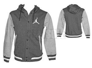   Jordan Varsity Jacket Hoody Charcoal Dark Grey White 451582 063  