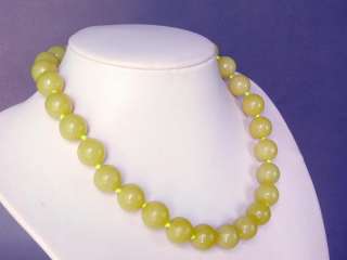 Necklace Lemon Jade Large 14mm Round Beads  