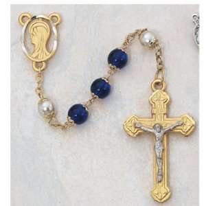    8MM Blue/Pearl Capped Rosary (450H/F): Arts, Crafts & Sewing
