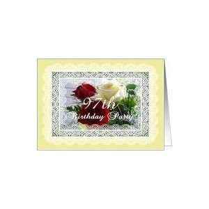   Party Invitation Red/Yellow roses in lace frame. Card: Toys & Games