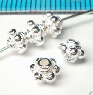 4x STERLING SILVER DAISY SPACER BEADS 4.8mm #1035  