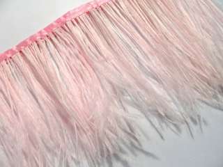 Fj6 4 6 Pink Ostrich feather fringe Trim per Feet  