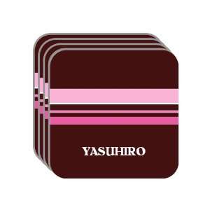 Personal Name Gift   YASUHIRO Set of 4 Mini Mousepad Coasters (pink 