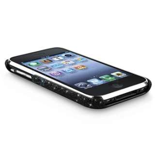 Black Bling GLITTER HARD COVER Case Skin SHELL For Apple iPhone 3G 3GS 