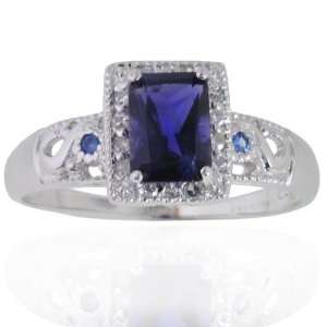   , Blue Sapphire & Diamond Ring   SIZE 5 Michael Valitutti Jewelry
