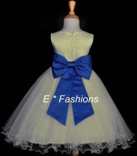 IVORY ROYAL BLUE FLOWER GIRL DRESS 12 18m 2 4 6 6X 8 10  