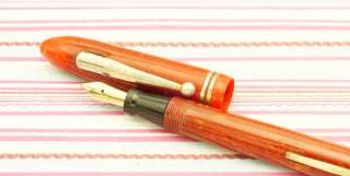 Vintage BANER Red Yellow Swirl Marble Fountain Pen c1950s  