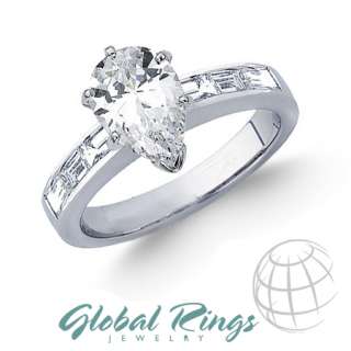 60 CTW Pear Shape Diamond Engagement Ring Platinum  