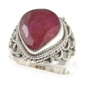    925 Sterling Silver Created RUBY Ring, Size 7.5, 6.62g: Jewelry