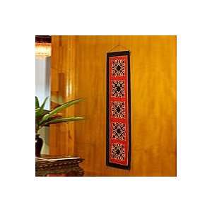  NOVICA Cotton wall hanging, Yao Tribe Flowers