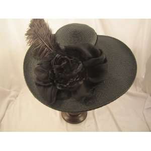  Elsie Massey #20041 Black Large Brim Derby Hat w/ Black 