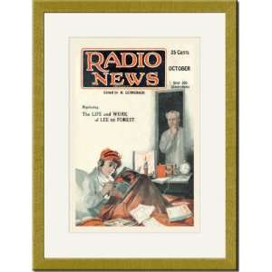  Gold Framed/Matted Print 17x23, Radio News: Up All Night 