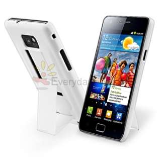 White Holder Stand Hard Skin Case Cover For Samsung Galaxy S 2 ii 