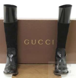 Gucci Black Leather & Suede Knee High Rider Boots Sz 9B, In Box  